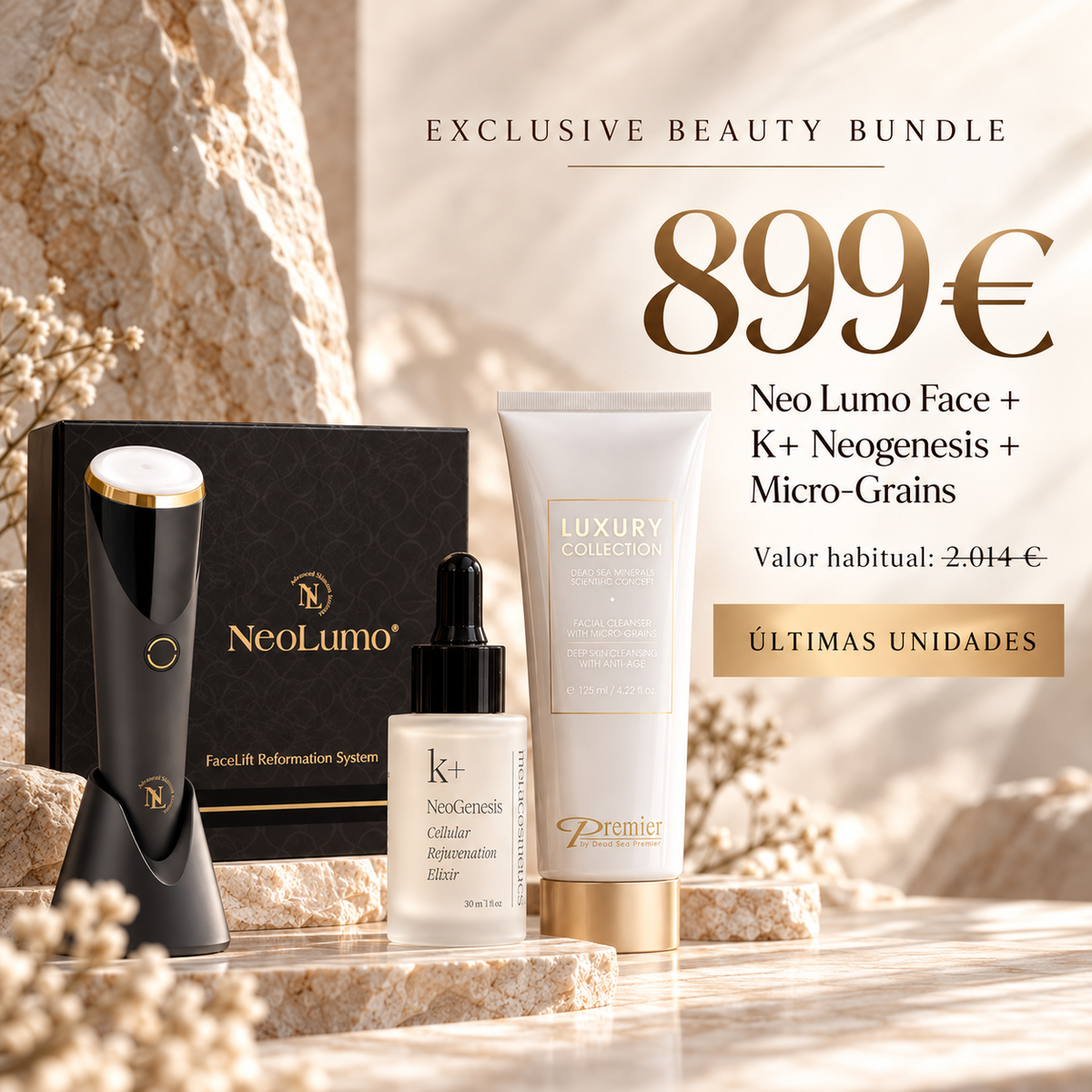 Exclusive Beauty Bundle | Neo Lumo Face + K+ NeoGenesis + Prestige Micrograins Cleanser